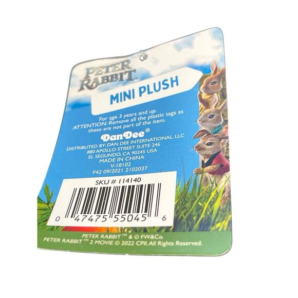 Peter Rabbit Mini Stuffed Plush Backpack Key Clip 6" Movie 2022 Lot of 2 *NEW* - Picture 5 of 7